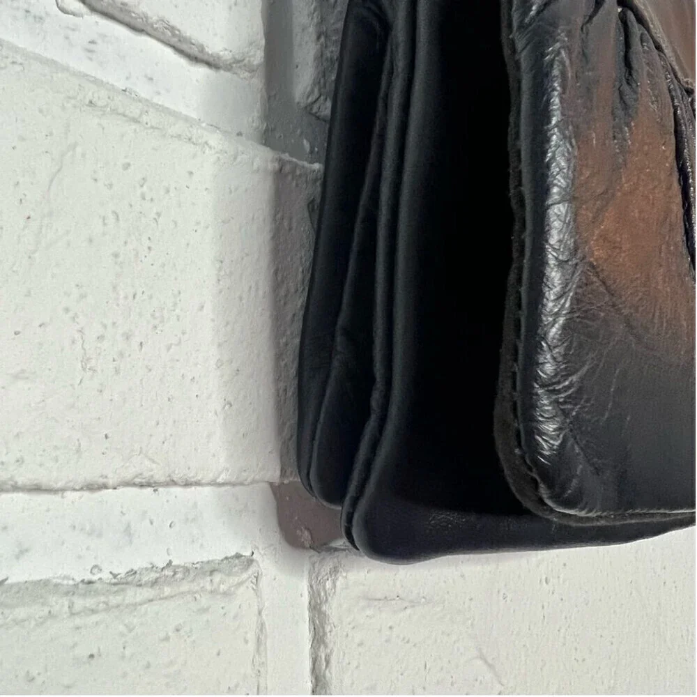 Vintage Blue Leather Crossbody Shoulder Bag